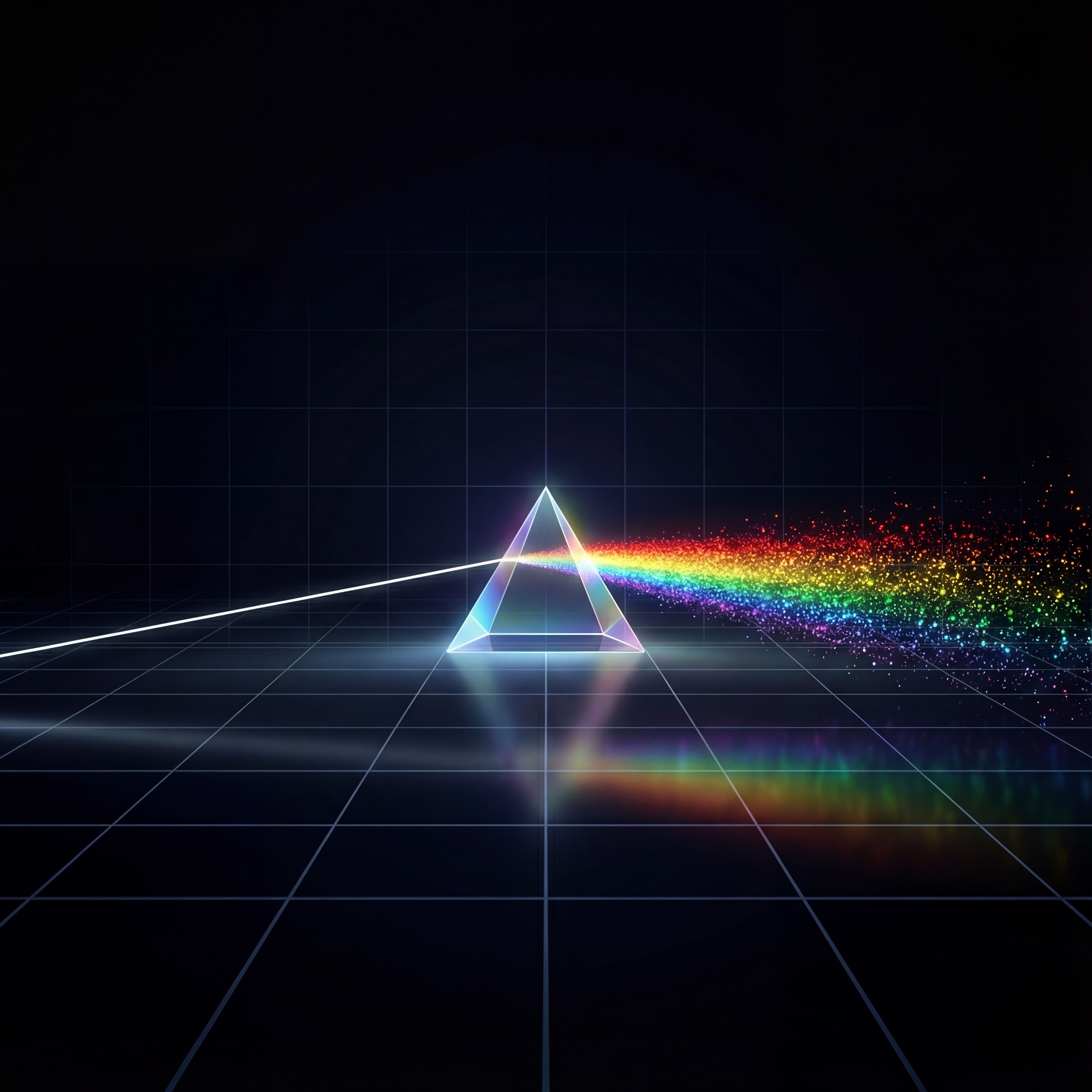 Light beam splitting into a spectrum through a prism